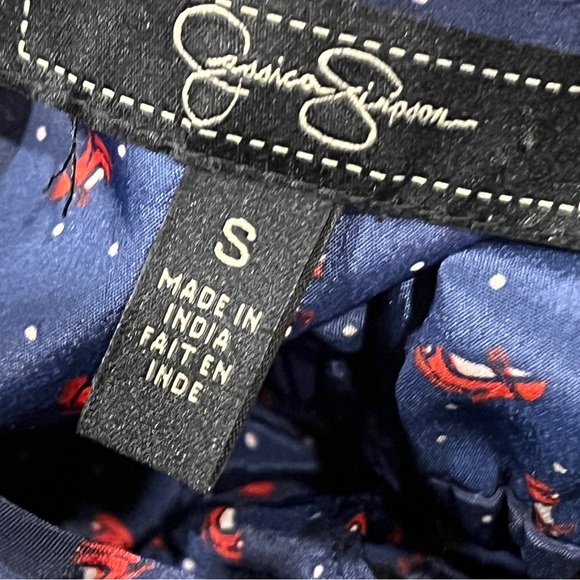 Jessica Simpson Navy Blue shoe and dot print mini Dress size small - Picture 9 of 13